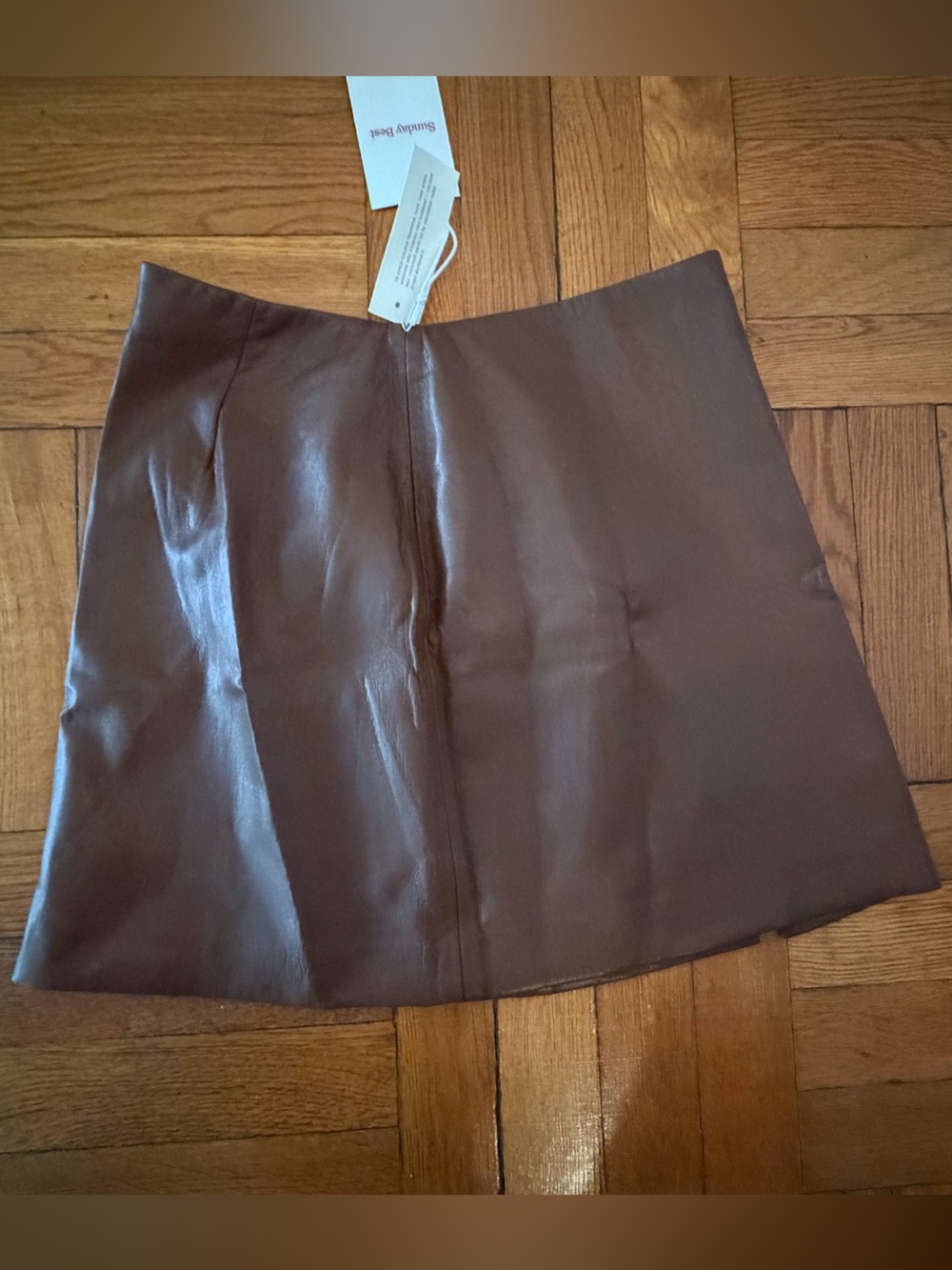 Sunday Best Brown Faux Leather Mini Skirt